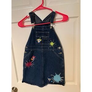 Vintage Powerpuff Girls denim overall dress size medium 7/8